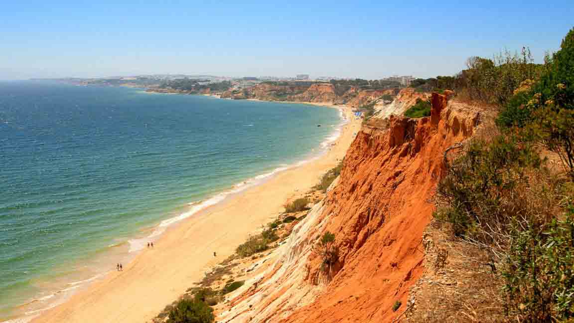 Falesia Beach, Portugal Falésia Beach (Portuguese: Praia da Falésia, meaning Cliff Beach) is a beach in Albufeira, Algarve, southern Portugal. It has a cliff th...